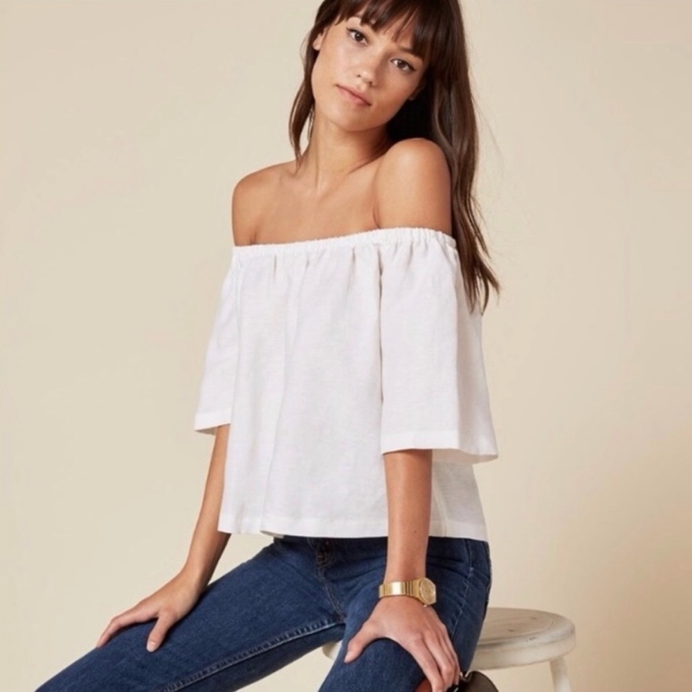 Reformation Linen Tomato Top in Breezy